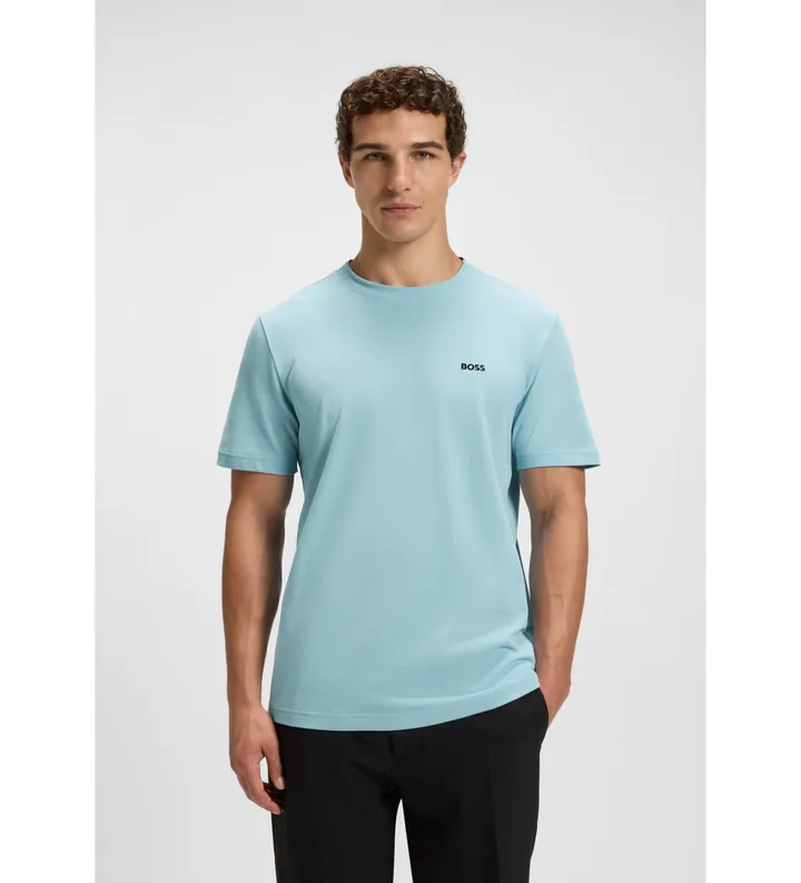 BOSS para hombre. 50529941 Camiseta Taddy azul (L), Casual, Algodón, Manga corta