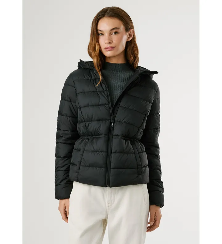 Pepe Jeans para mujer. PL4024378 Abrigo Sally negro (L), Casual, Poliamida