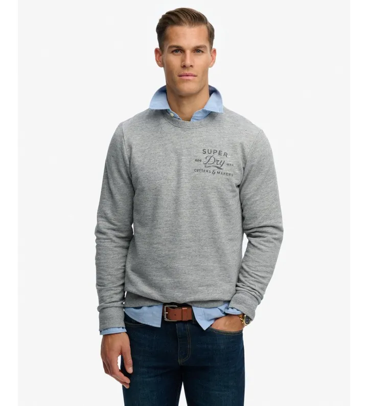 Superdry para hombre. M2014237A Sudadera Cutters And Makers gris (L), Casual, Algodón