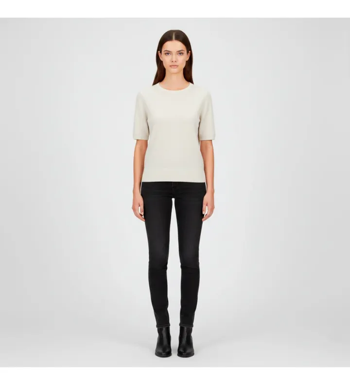 BOSS para mujer. 50557077 Jersey Fiaffu beige (L), Blanco, Casual, Viscosa, Manga corta