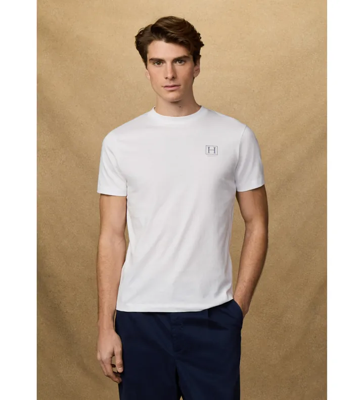 Hackett London para hombre. HM5000077 Camiseta Small Logo blanco (M), Casual, Algodón, Manga corta