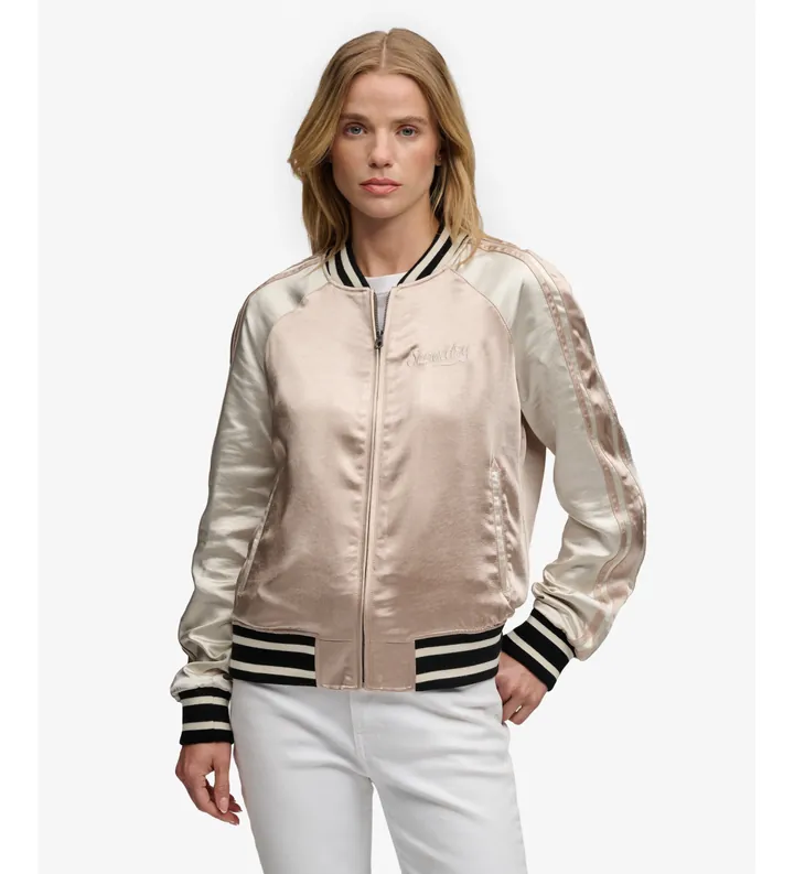 Superdry para mujer. W5012091A Chaqueta Suikajan Embroidered taupe (L), Casual, Poliéster
