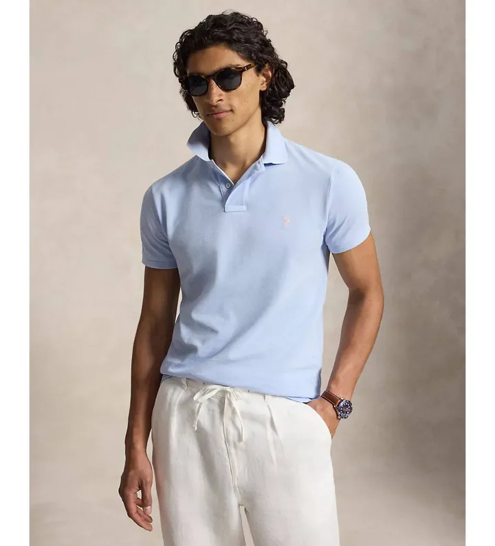 Polo Ralph Lauren para hombre. 710534735516 El icónico polo de piqué Classic Fit azul (L), Casual, Algodón, Manga corta