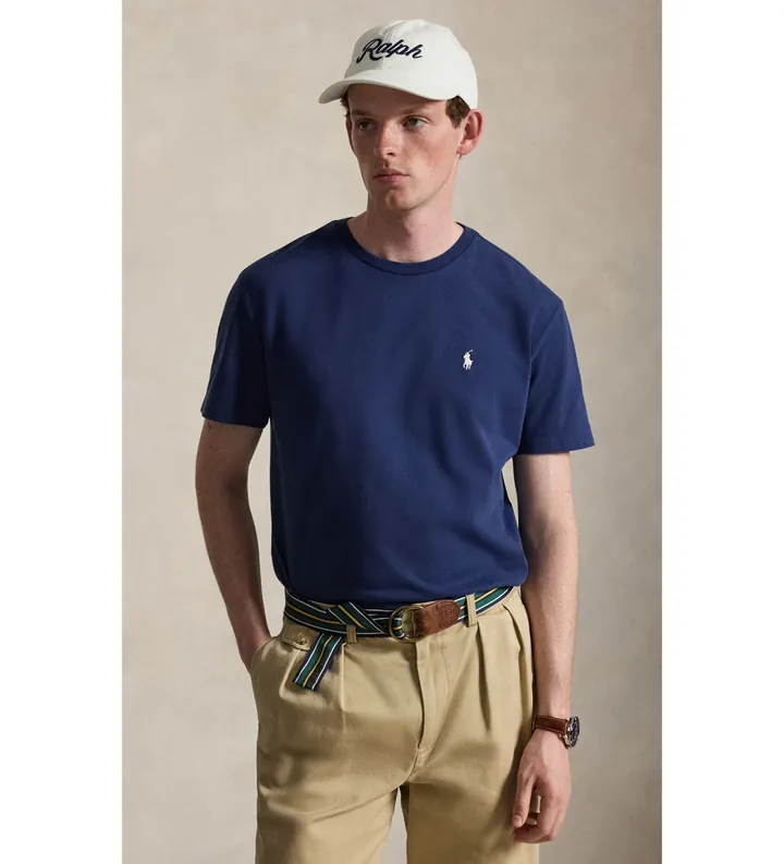 Polo Ralph Lauren para hombre. 710B31422007 Camiseta de punto Classic Fit marino (M), Casual, Algodón, Manga corta