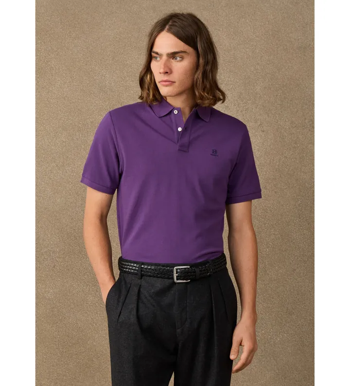 Hackett London para hombre. HM5600241 Polo Logo lila (L), Casual, Algodón, Manga corta