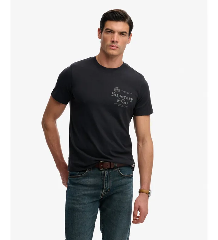 Superdry para hombre. M1012392A Camiseta 1954 Company Corte Relajado marino (L), Casual, Algodón, Manga corta