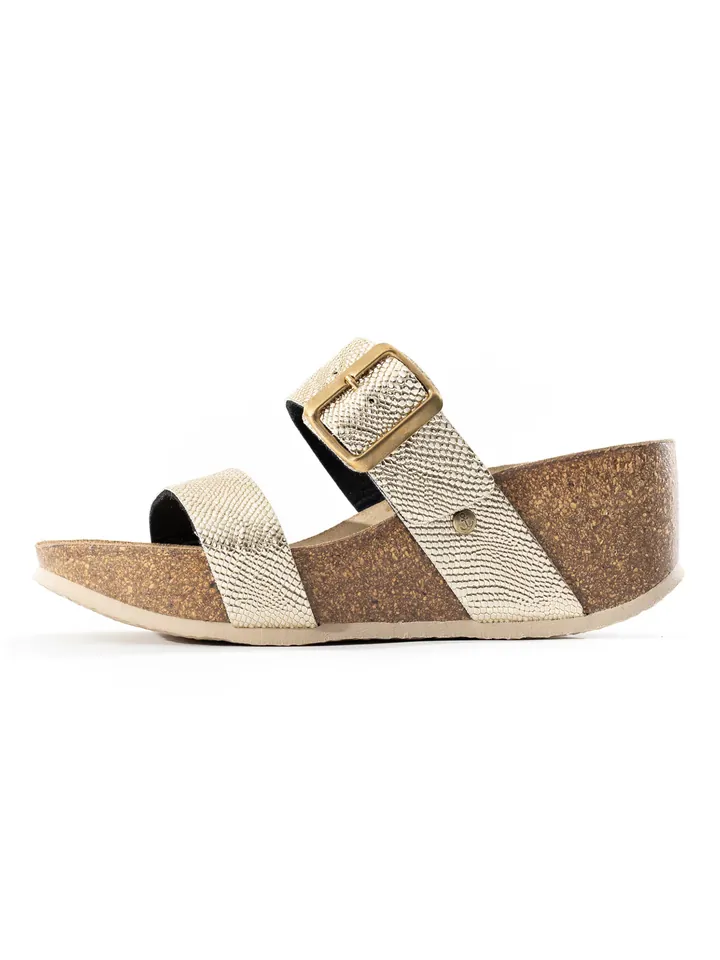 Bayton Zapatos abiertos 'Philomene'  marrón claro / oro