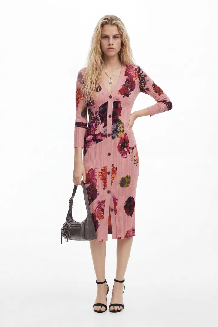 Desigual, Vestido punto midi M. Christian Lacroix, Rojo, L