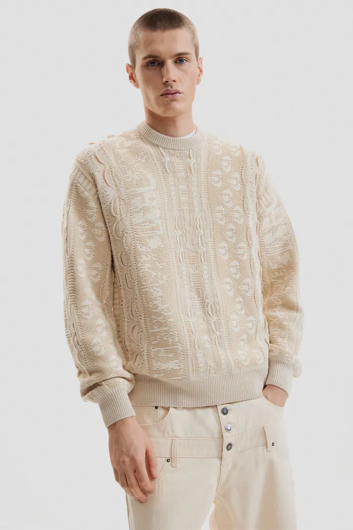 Desigual, Jersey punto vintage, Hombre, Blanco, L