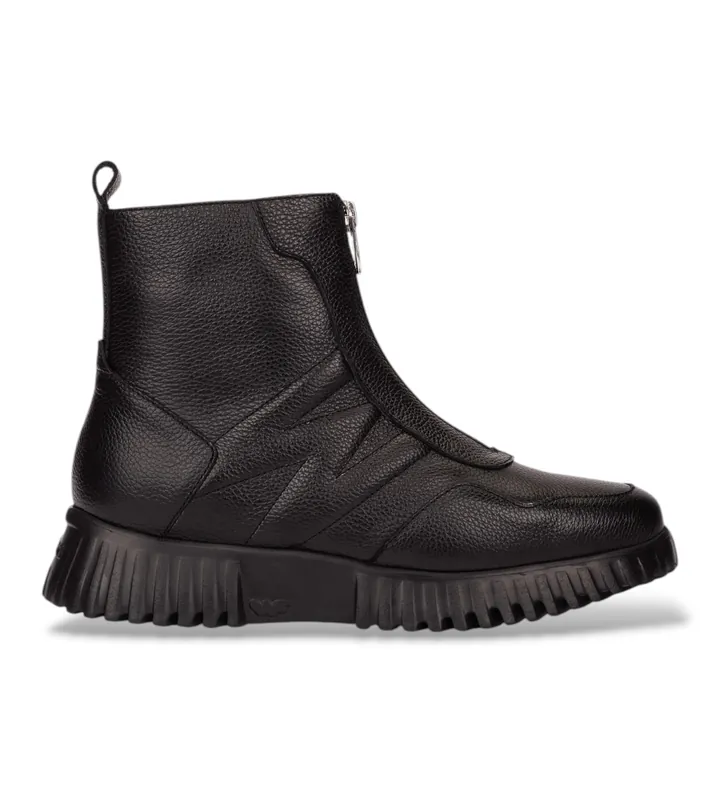 Wonders para mujer. A-4425 Botines de Piel Wild negro (36), Plano, Cremallera, Casual