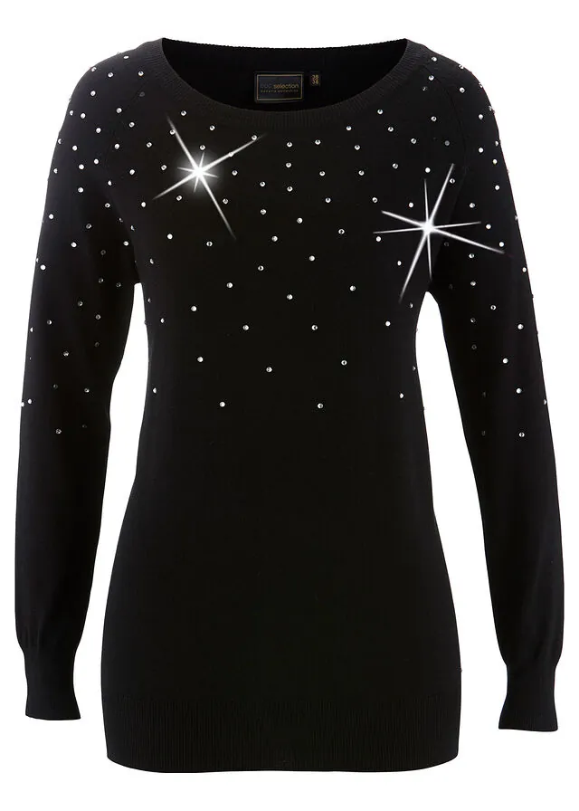 Jersey largo con piedras brillantes