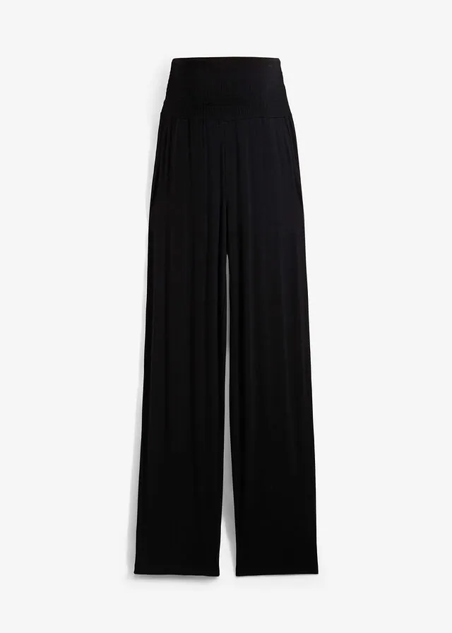 Pantalón premamá de punto con cintura de nido de abeja y perneras rectas