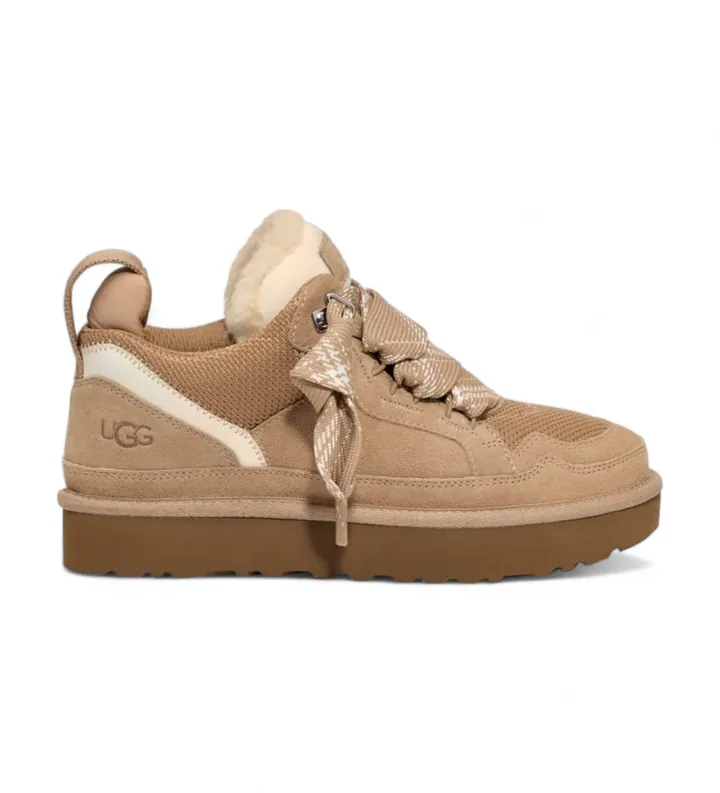 UGG para mujer. 1144032 Zapatillas de Piel Lowmel sand (36), Beige, Plano, 1 a 3cm, Cordones, Casual