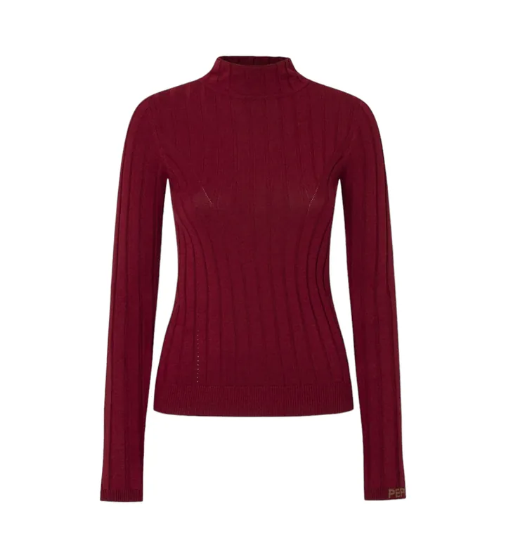 Pepe Jeans para mujer. PL702224 Jersey Izabel Tortuga rojo (S), Casual, Granate, Algodón
