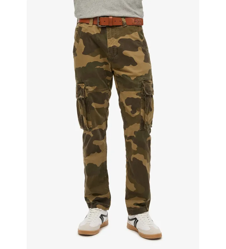 Superdry para hombre. M7011132A Pantalón Cargo Core marrón (30/32), Casual, Camuflaje, Algodón