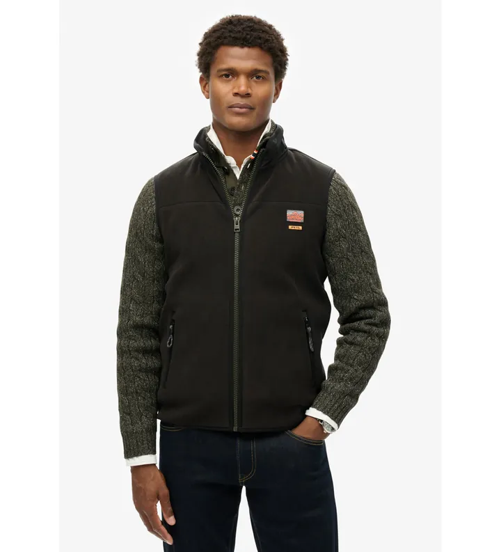Superdry para hombre. M5012158A Chaleco con forro polar Active negro (L), Casual, Poliéster Reciclado, Sostenible