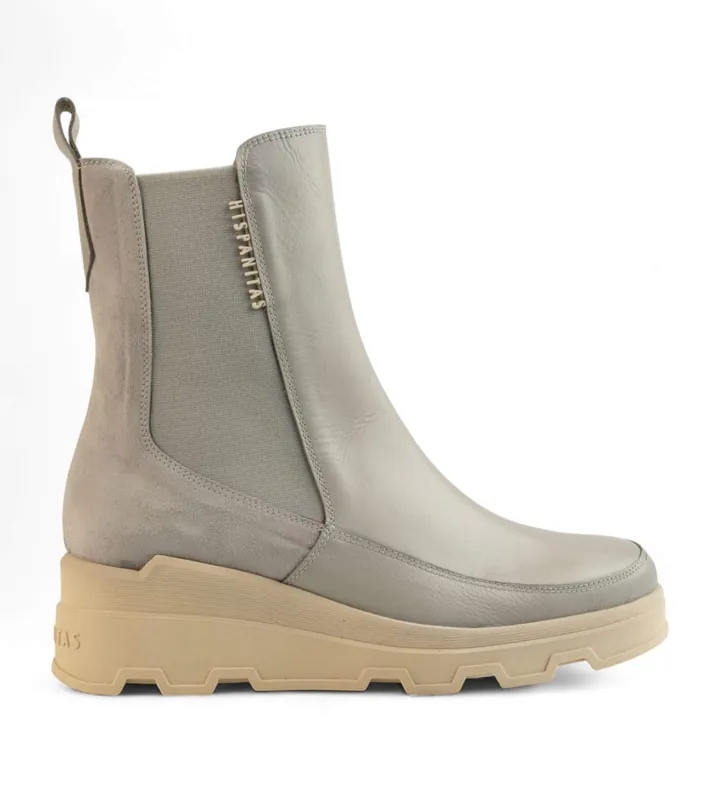 Hispanitas para mujer. HI243692 Botines de piel con cuña Iron gris (39), 3 a 5cm, Cremallera, Casual