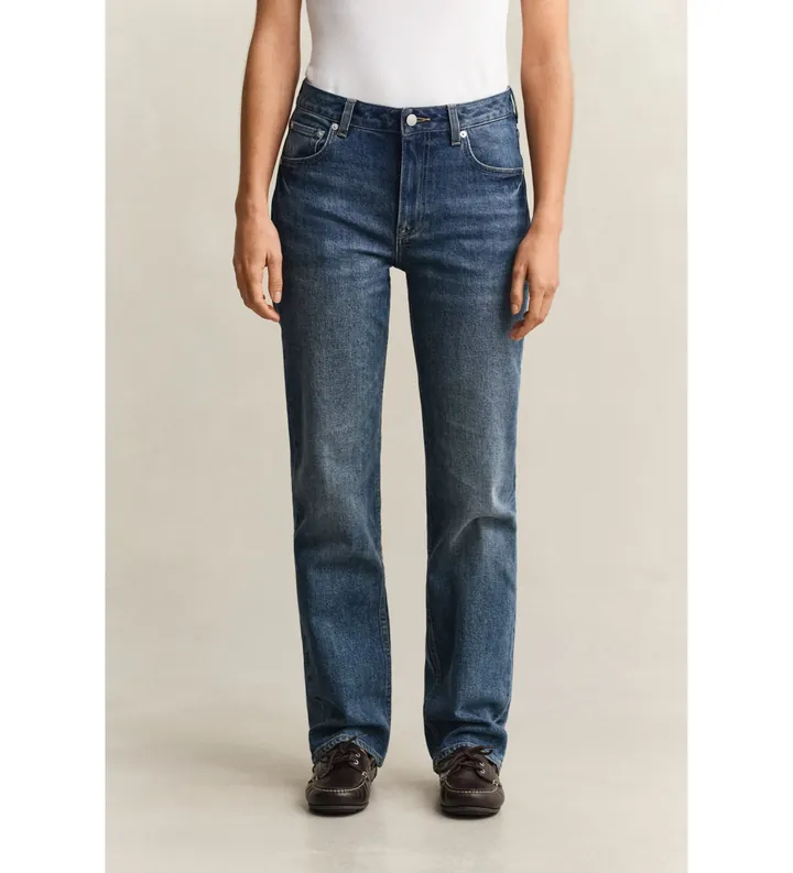 Gant para mujer. 4100304 Jeans elásticos de pernera recta azul (25/34), Casual, Algodón, Denim