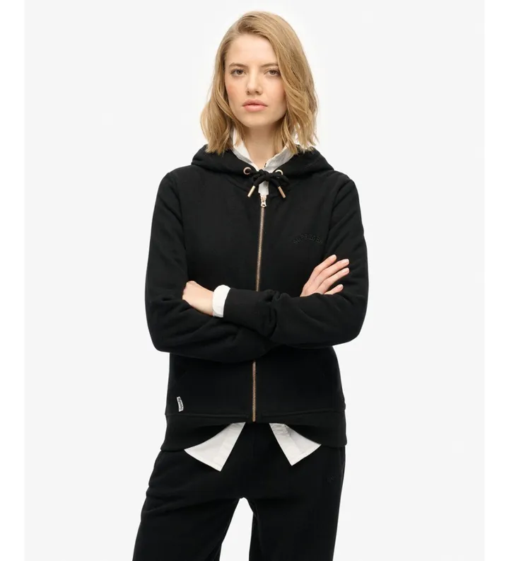 Superdry para mujer. W2012477A Sudadera Essential Logo Ziphood HB negro (L), Casual, Algodón