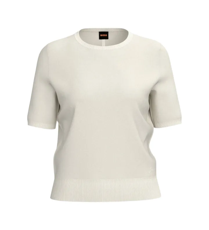 BOSS para mujer. 50557077 Jersey Fiaffu beige (S), Casual, Algodón, Manga corta