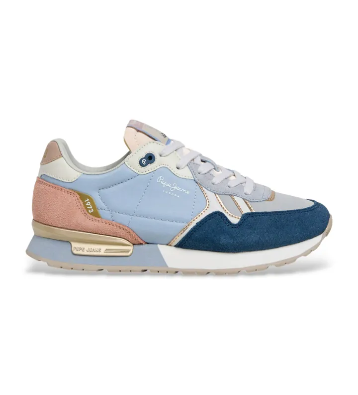 Pepe Jeans para mujer. PLS400021 Zapatillas Brit Back multicolor (37), Azul, Plano, Cordones, Casual