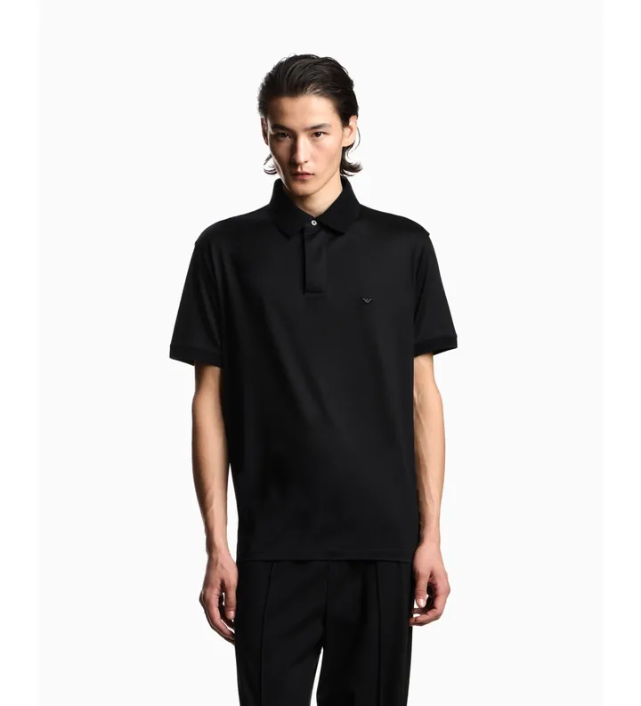 Emporio Armani para hombre. EM004588_AF10017 Polo con Microáguila Abombada negro (L), Casual, Manga corta, Lyocell