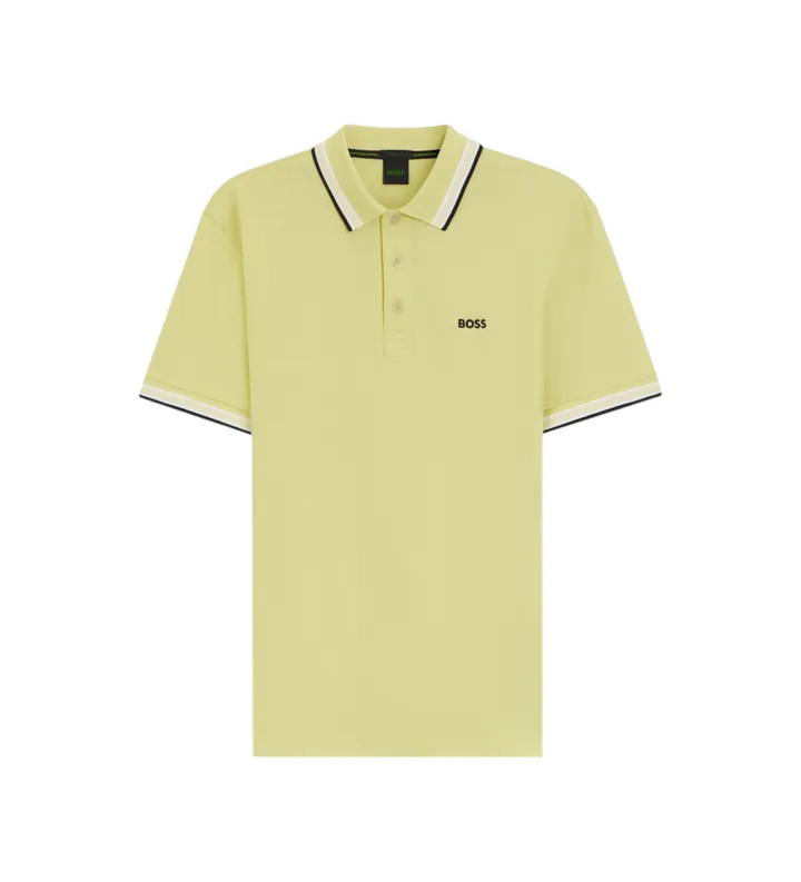 BOSS para hombre. 50469055 Polo Paddy amarillo (L), Casual, Algodón, Manga corta
