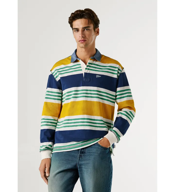 Pepe Jeans para hombre. PM5400086 Polo Clive blanco (L), Casual, Algodón, Manga larga