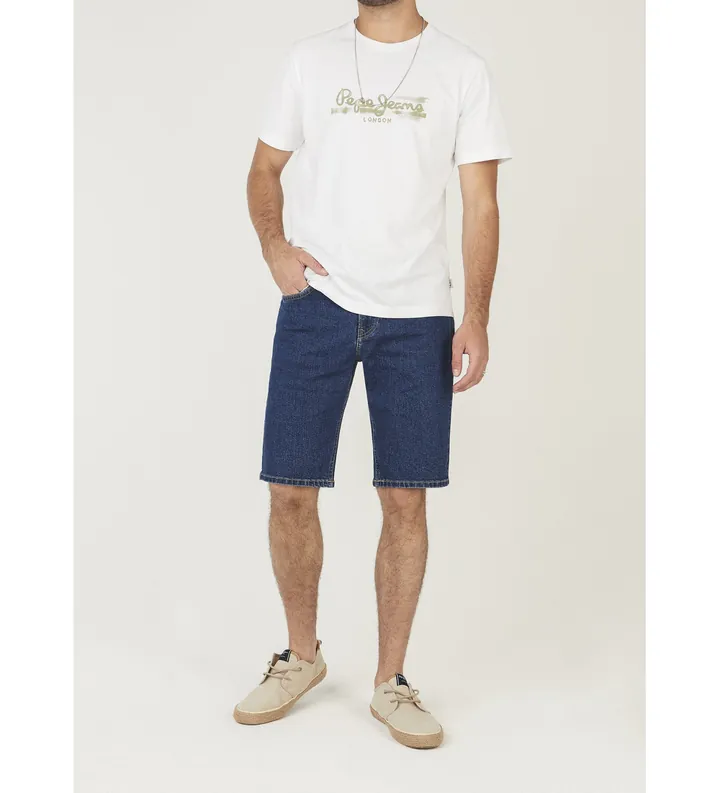 Pepe Jeans para hombre. PM80000385CB Pantalón corto Straight Cash azul (28), Casual, Algodón, Denim