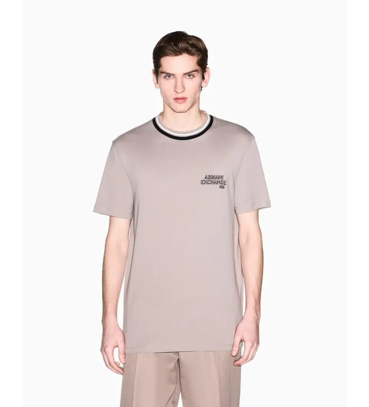 A|X Armani Exchange para hombre. XM001795AF10361U6107 Camiseta Contraste taupe (L), Casual, Algodón, Manga corta