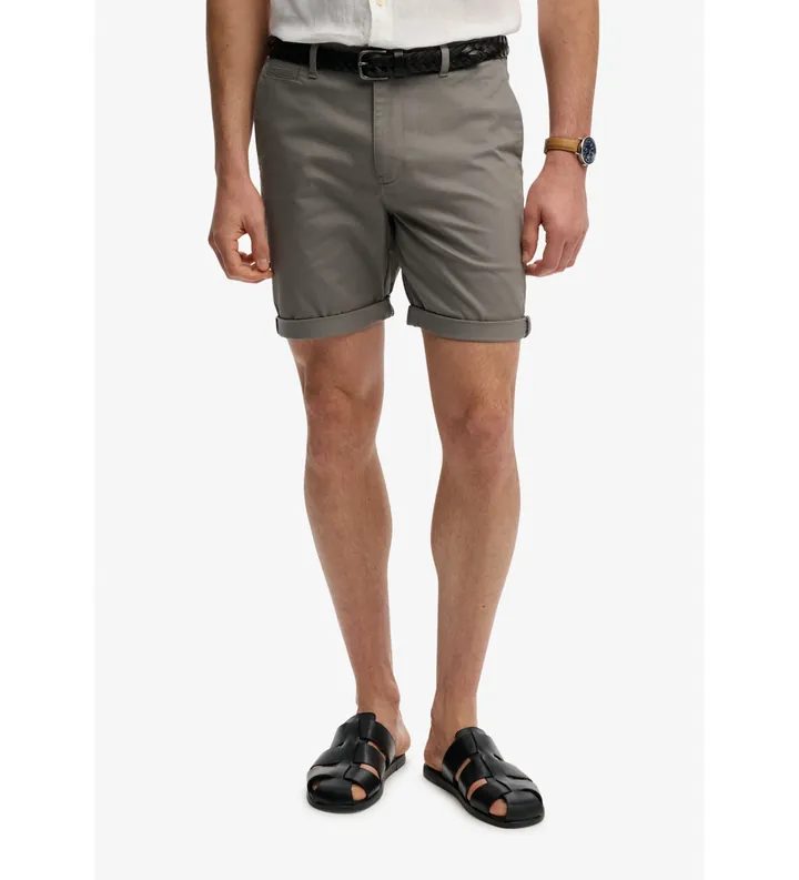 Superdry para hombre. M7110486A Pantalón Corto Premium Regular Chino gris (30), Casual, Algodón
