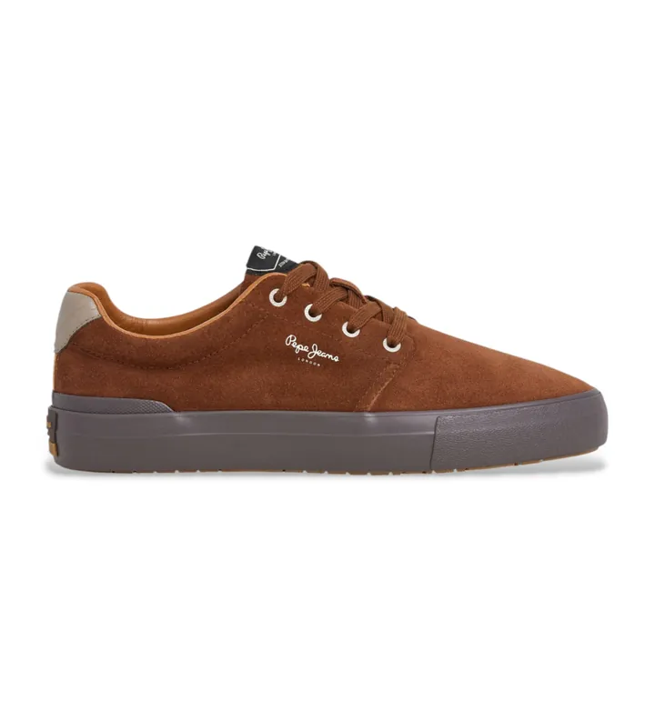Pepe Jeans para hombre. PMS300002 Zapatillas de Piel Ben Casual marrón (45), Plano, Ante, Cordones