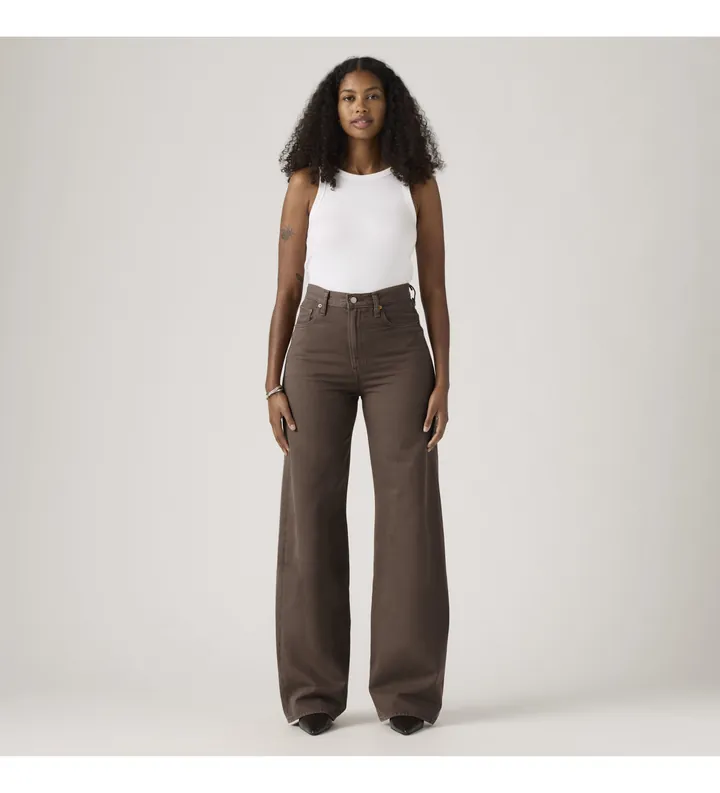 Levi's para mujer. A6081-0083 Jeans Ribcage Wide Leg marrón (25/32), Casual, Lino