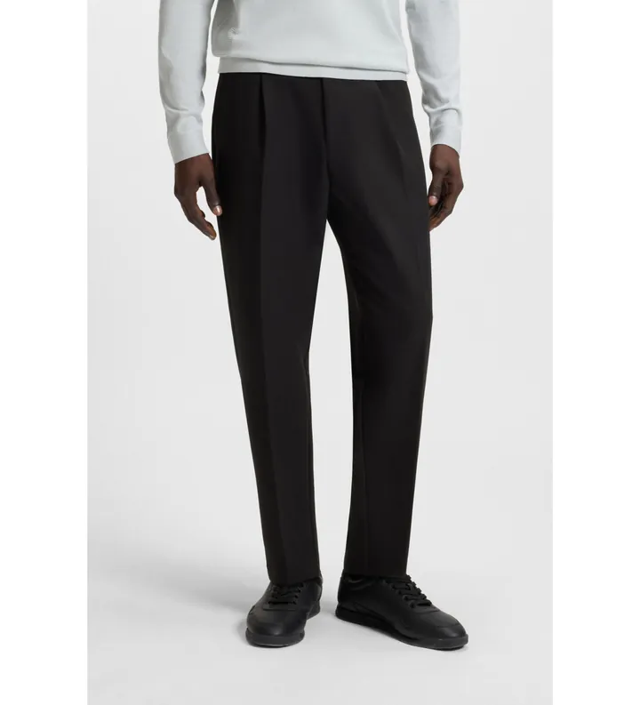 BOSS para hombre. 50539085 Pantalón Convert Pleat negro (54), Casual, Poliéster