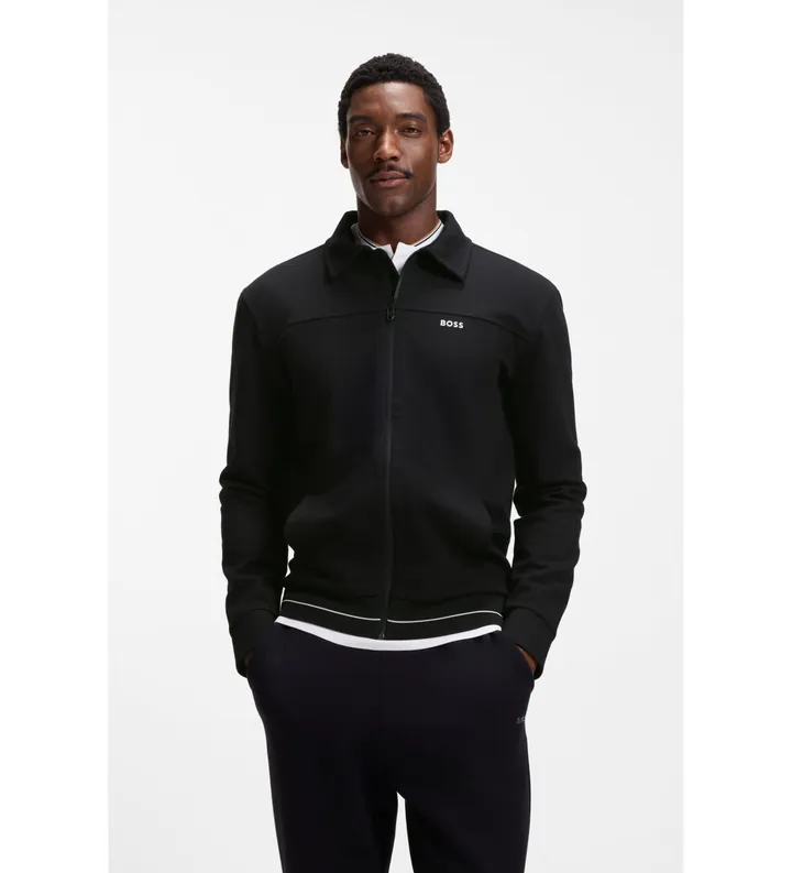 BOSS para hombre. 50558579 Sudadera de algodón con logo bordado negro (M), Casual