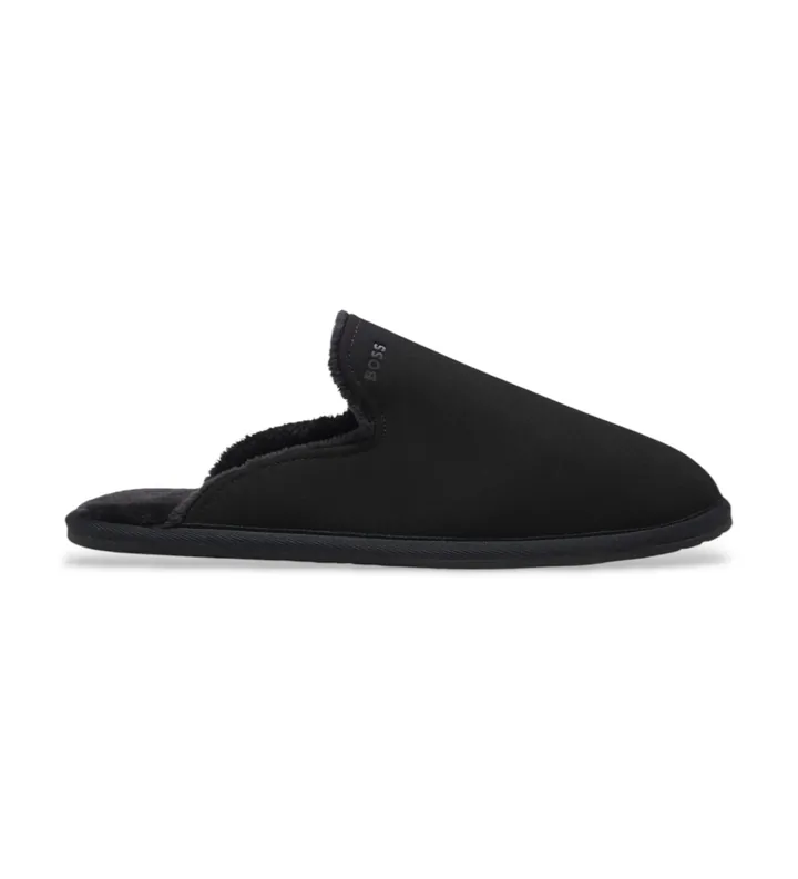BOSS para hombre. 50573400 Zapatillas Home Slip negro (40), Plano, Ninguno, Homewear