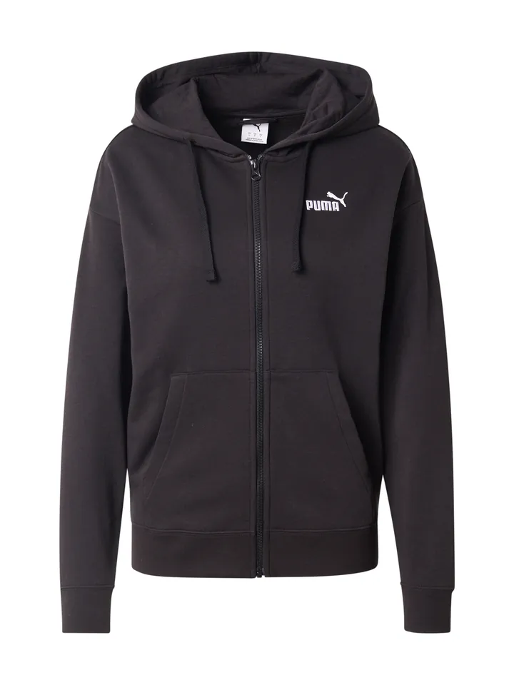 PUMA Sudadera con cremallera deportiva 'Ess No. 1'  negro / offwhite