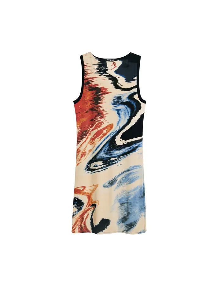 Desigual Vestido beige / marino / azul real / rojo anaranjado