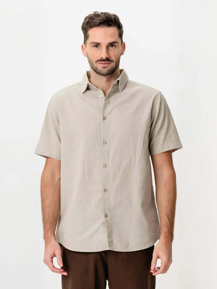 TEESHOPPEN Camisa ' Linen Blend ' arena