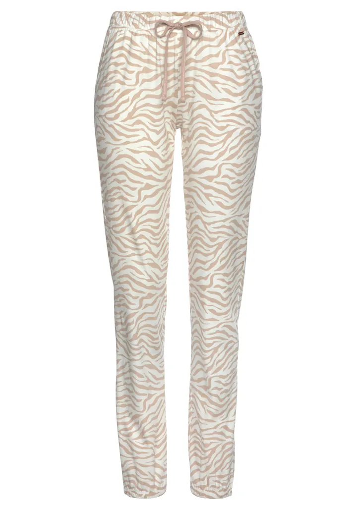 LASCANA Pantalón de pijama  marrón claro / blanco