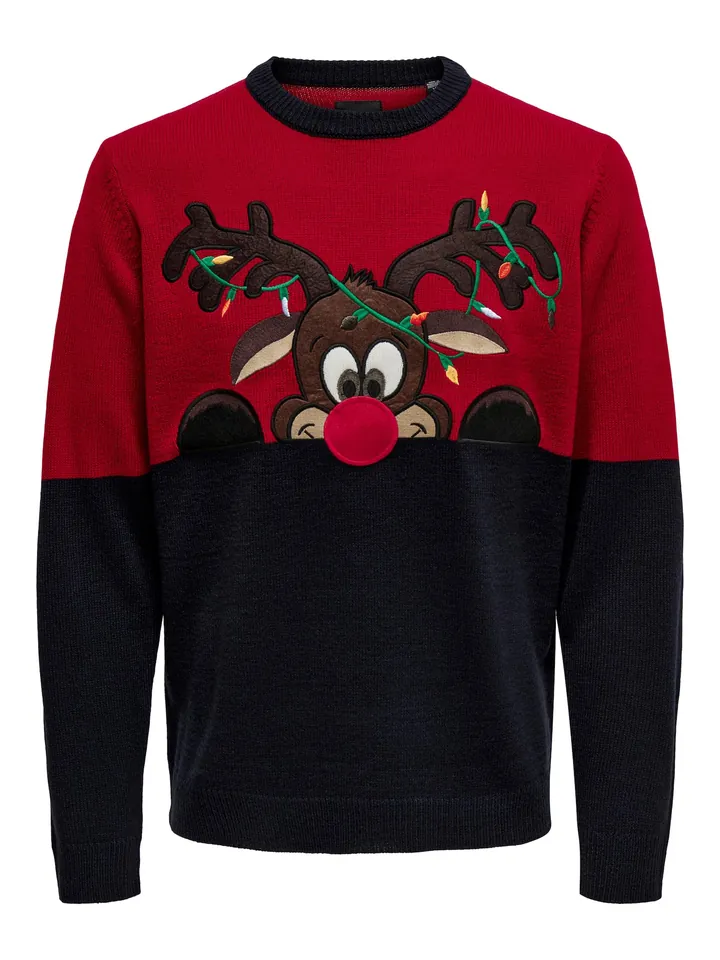 Only & Sons Jersey  marrón / rojo oscuro / negro / blanco