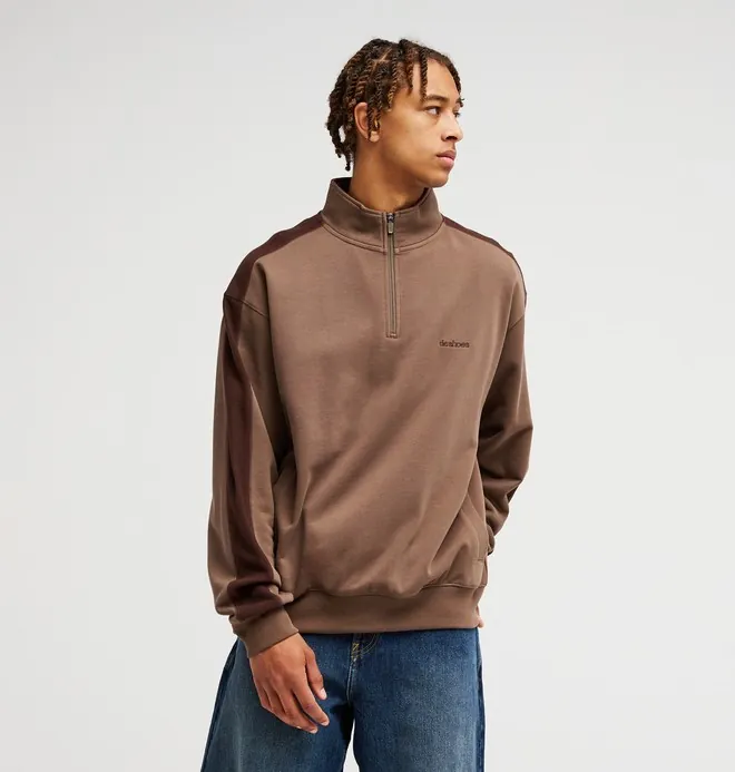 Flow Down - Sudadera con cremallera 1/4 Marrón Hombre