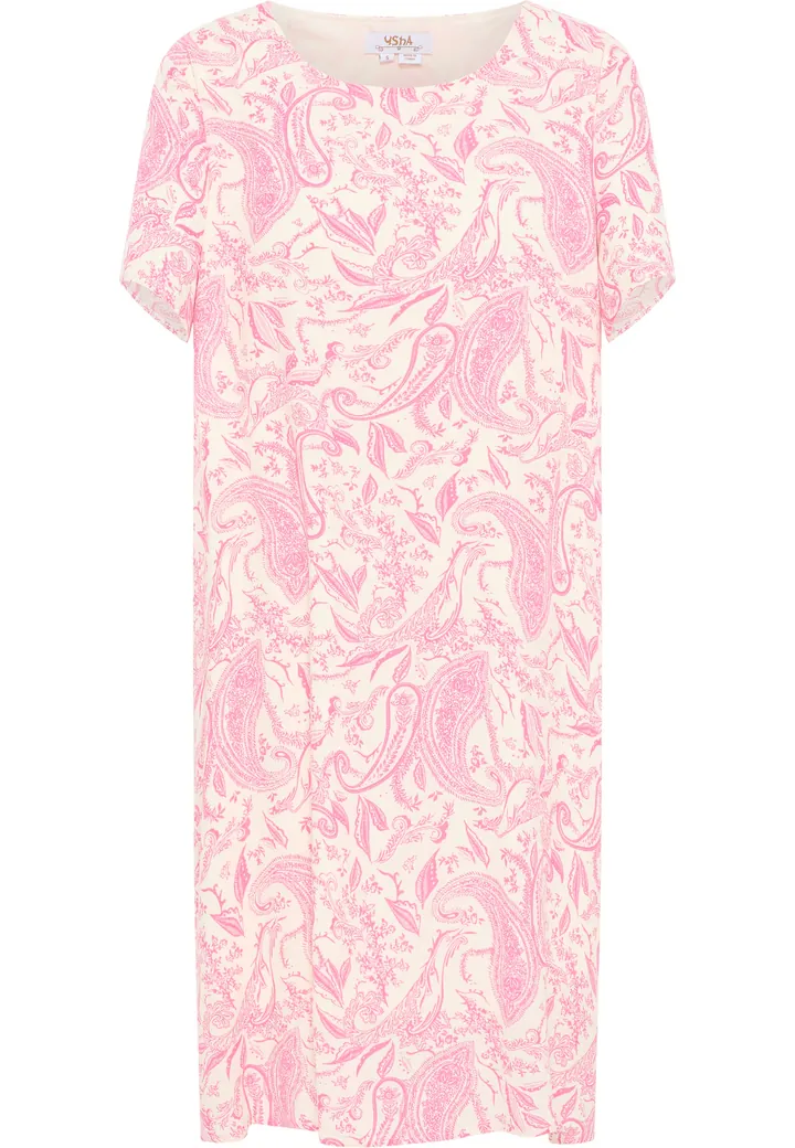 usha FESTIVAL Vestido de verano rosa claro / blanco lana