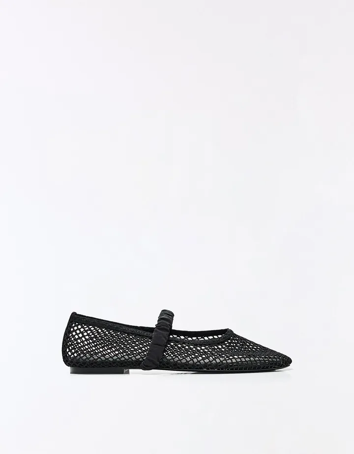 Bershka Bailarina Rejilla Mujer 35 Negro