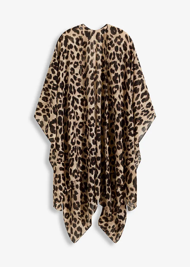 Poncho con estampado de leopardo