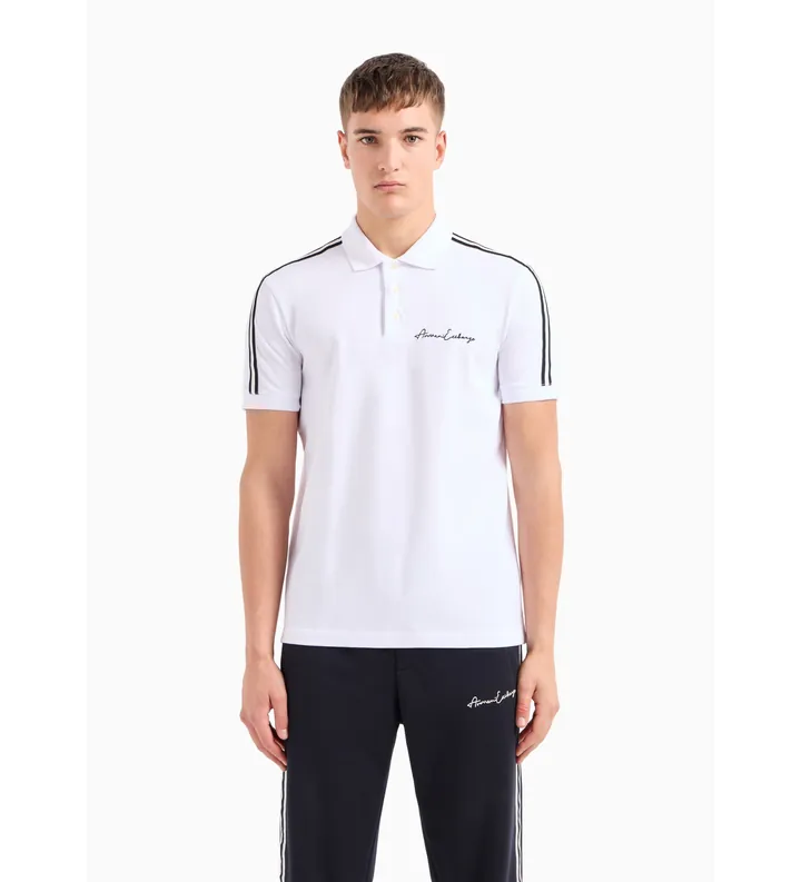 A|X Armani Exchange para hombre. 8NZFSGZJ81Z1100 Polo liso blanco (L), Casual, Algodón, Manga corta