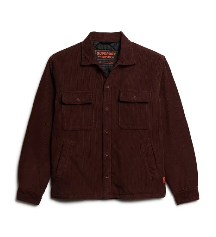 Superdry para hombre. M4010827A Chaqueta de pana Surplus burdeos (S), Casual, Algodón