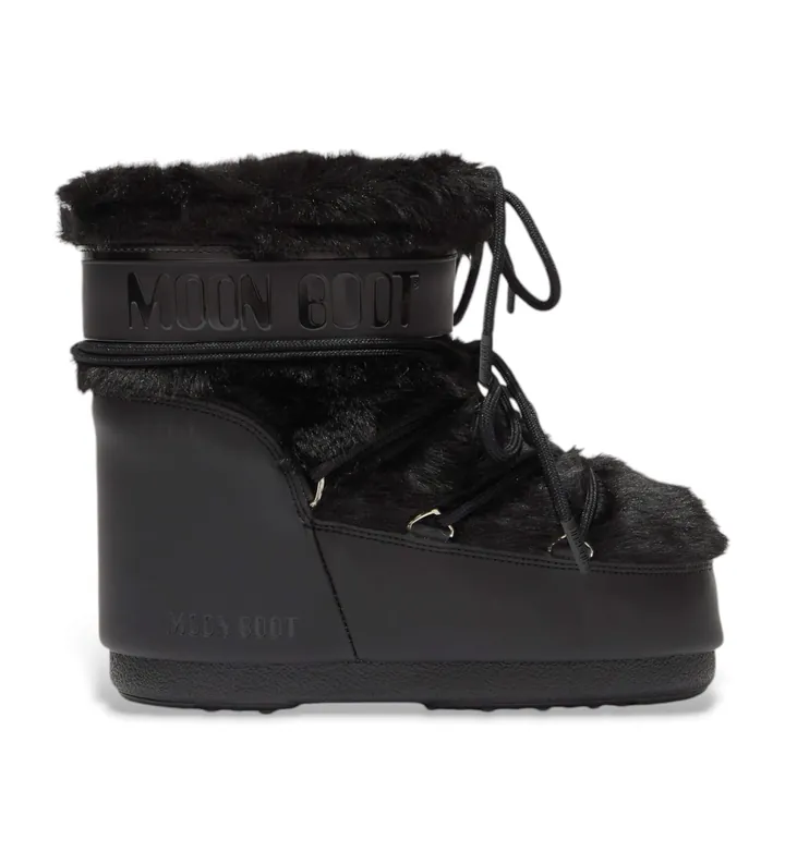 Moon Boot para mujer. 80D1409390 Botas Icon Low Faux negro (36/38), Plano, Ninguno, Casual, Nieve