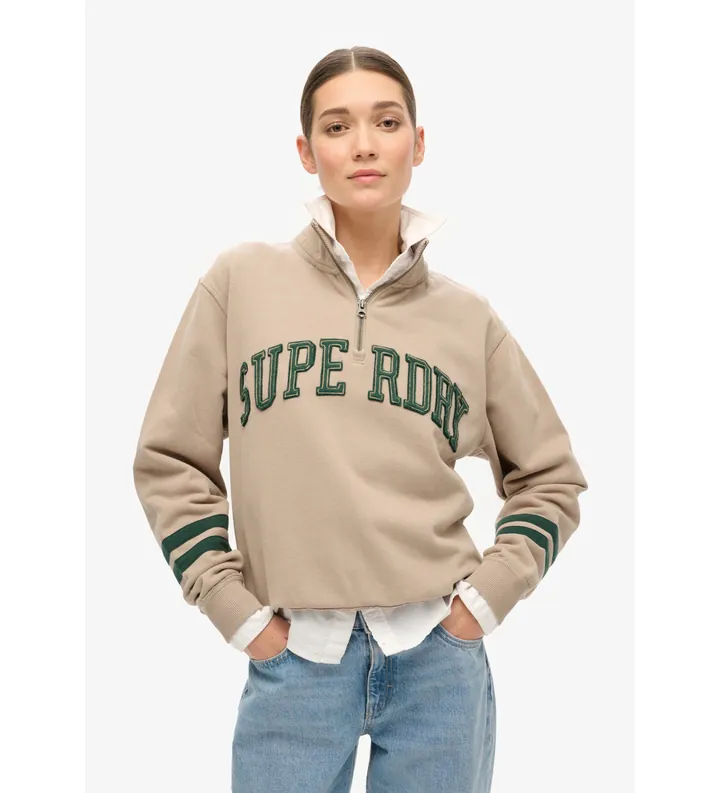 Superdry para mujer. W2012197A Sudadera aplicación Athletic Essentials marrón (L), Casual, Algodón