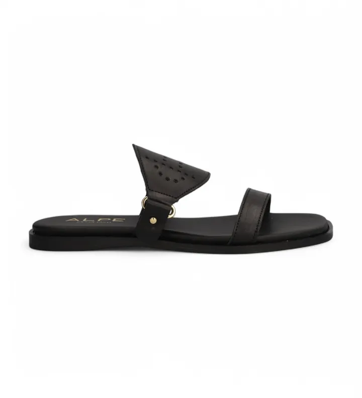 Alpe para mujer. 546708 Sandalias de Piel Sheila negro (36), Plano, Ninguno, Casual